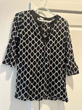 Black and White Geometric Print Women's Top PB&Jellie medium